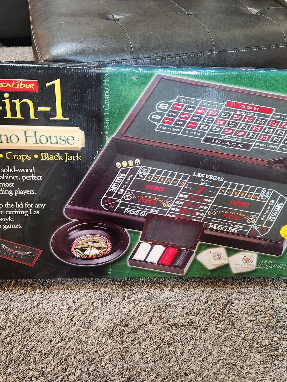 New Excalibur 3-in-1 Casino House Game Set - Black